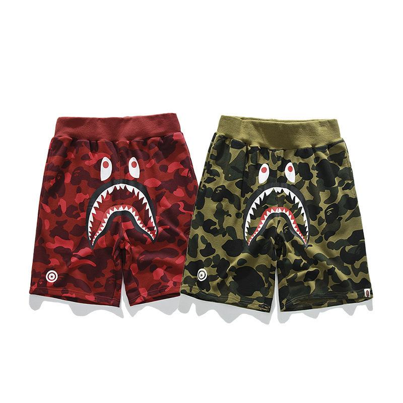 Bathing Ape Shorts Trendy Brand Camouflage Teeth Printed Men's Cotton Shorts