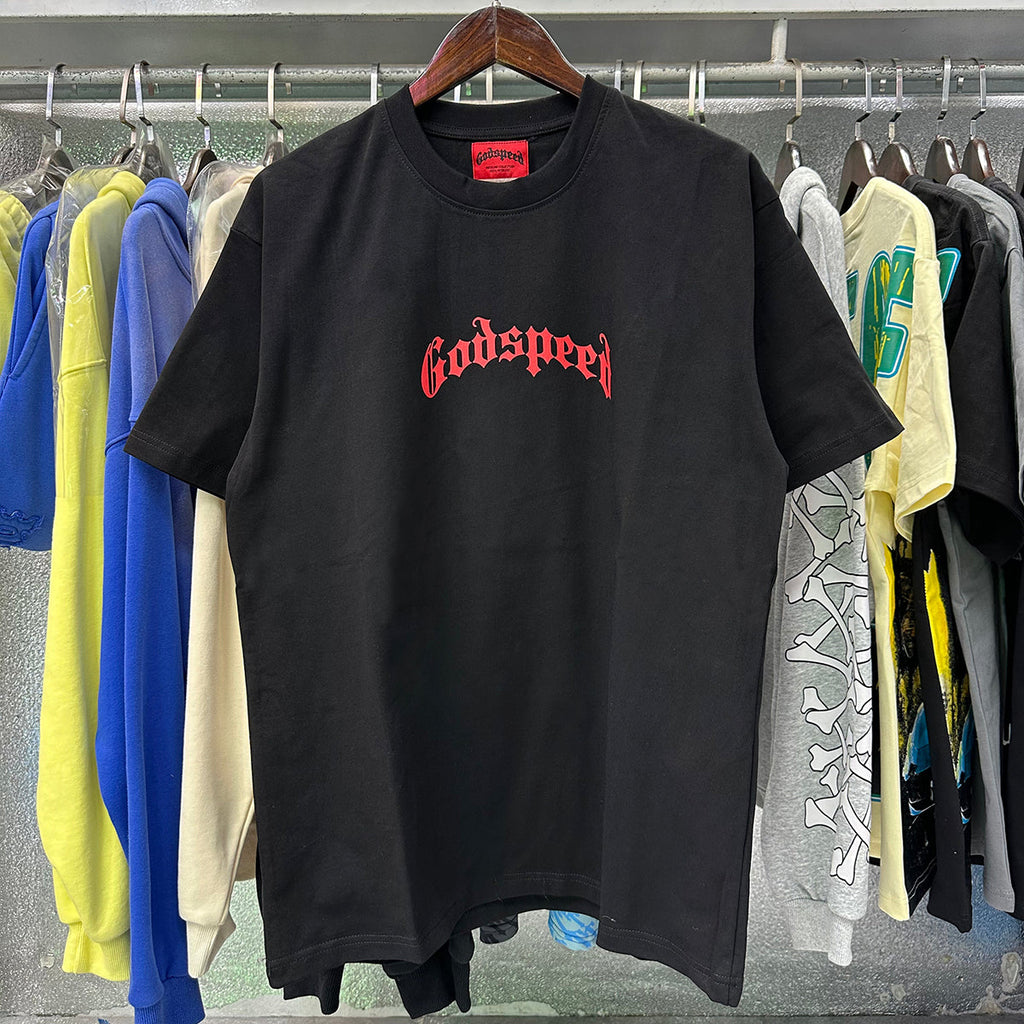 Godspeed T-shirts Skull Rose Clock Plate Double Yarn Cotton Casual Short Sleeve Men and Women