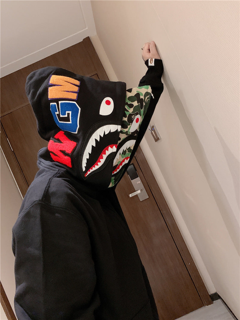Bathing Ape Hoodie Camouflage Cardigan Men's and Women's Sweater Hoodie Coat