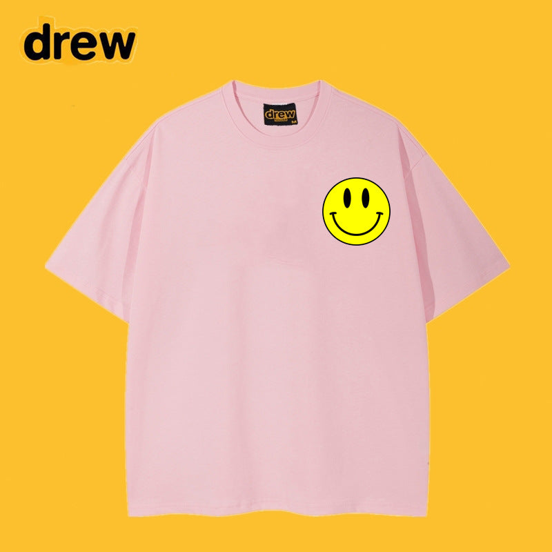 Drew T-shirts Smiley Face Print Short Sleeve Loose