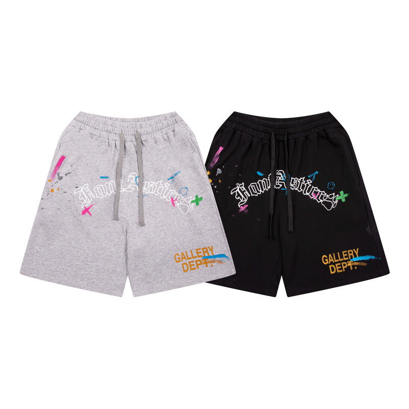 Gallery Dept Shorts Hand Painted Splash Ink Graffiti Alphabet Casual Shorts