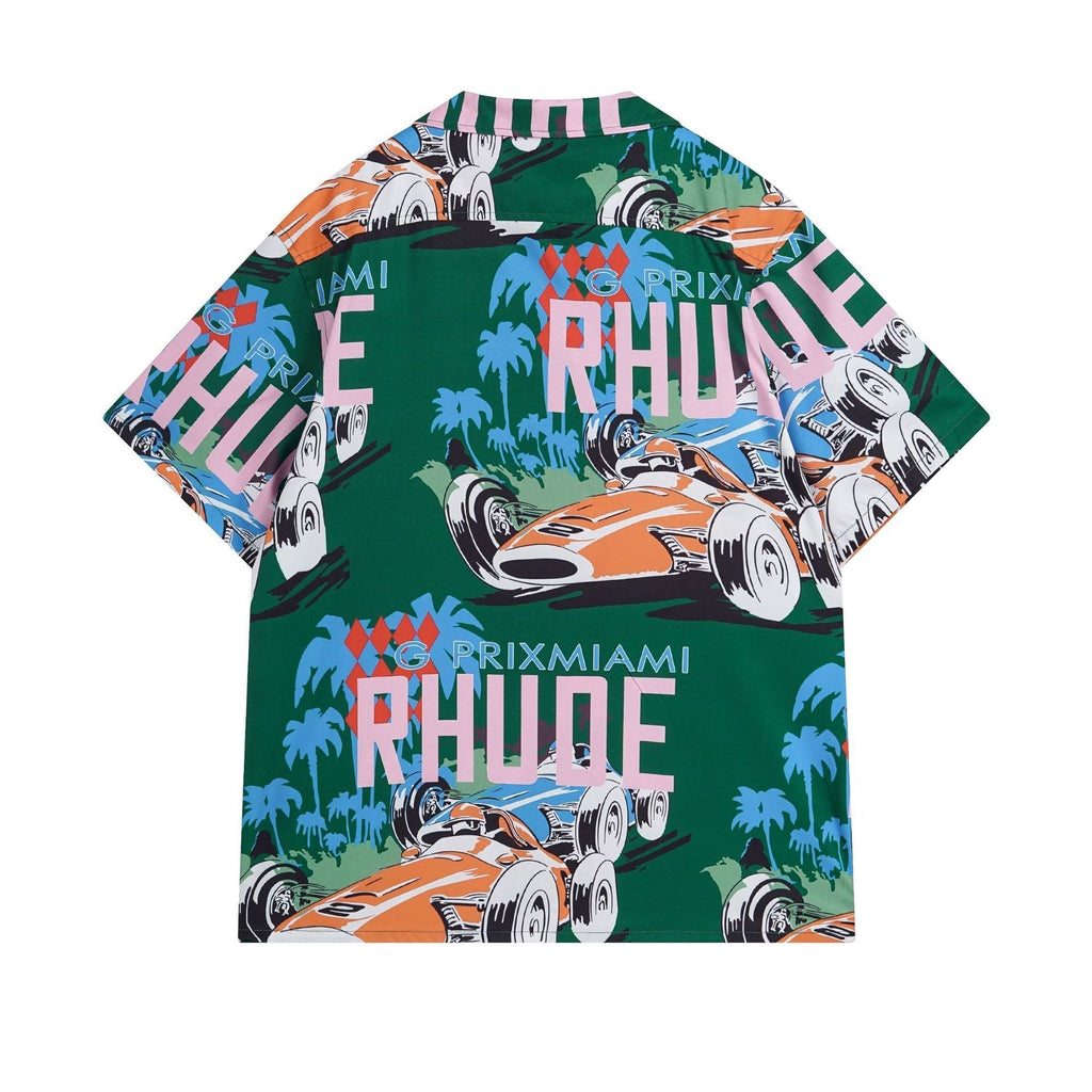 Rhude T-shirt Racing Letter Logo Casual Short Sleeve Shirt, Shorts