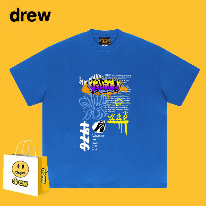 Drew T-shirts Short Sleeve Graffiti Printing