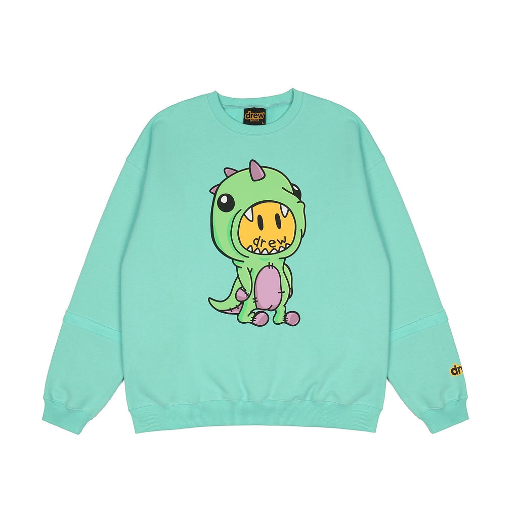 Drew House Sweatshirts Unisex Cartoon Dinosaur Crew Neck Fleece Sweater
