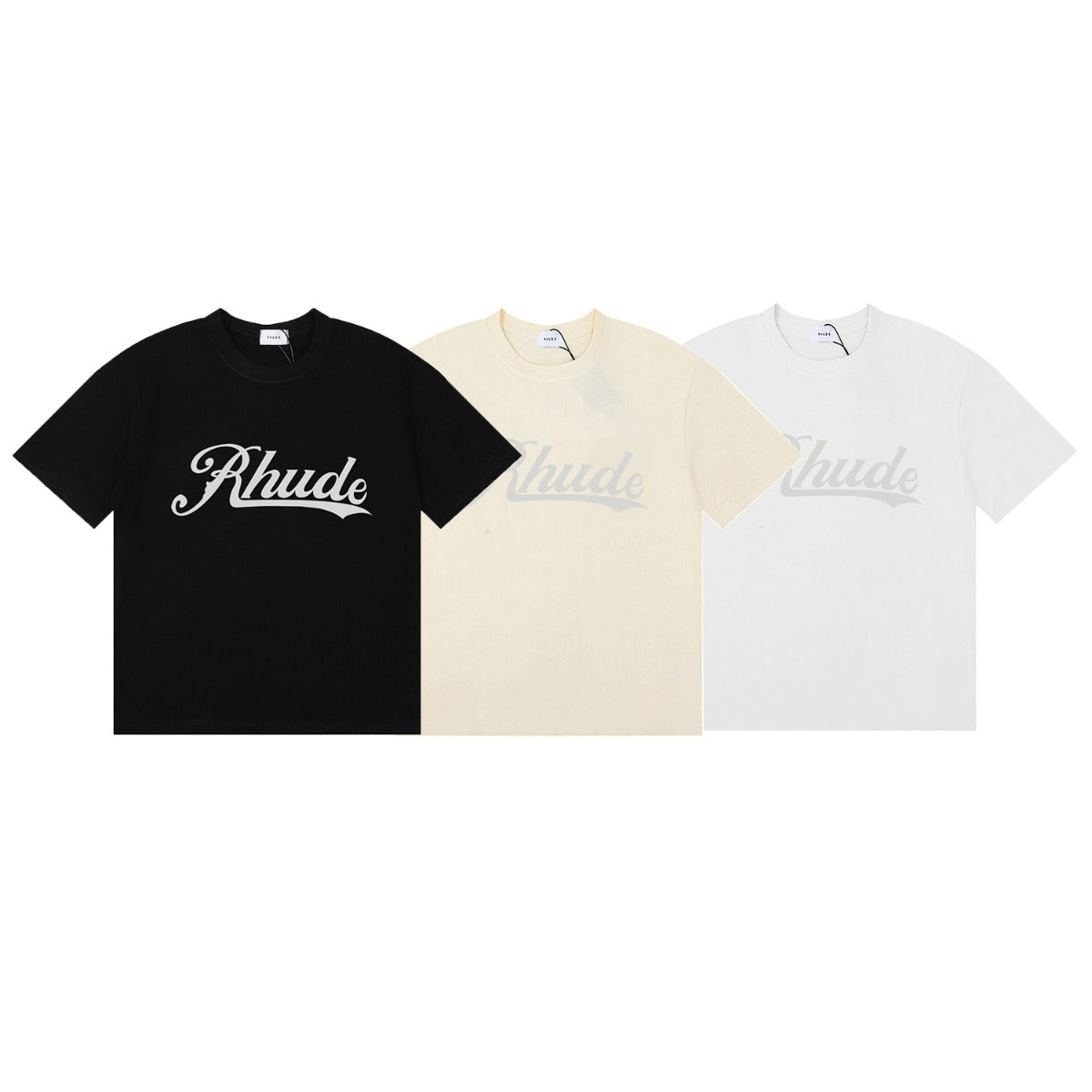 Rhude T-shirt Alphabet Coconut Racing Pattern Short Sleeve T-shirt